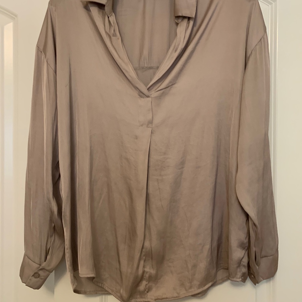 Taupe silky blouse